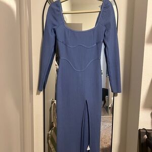 House of CB Blue Ribbed Dress